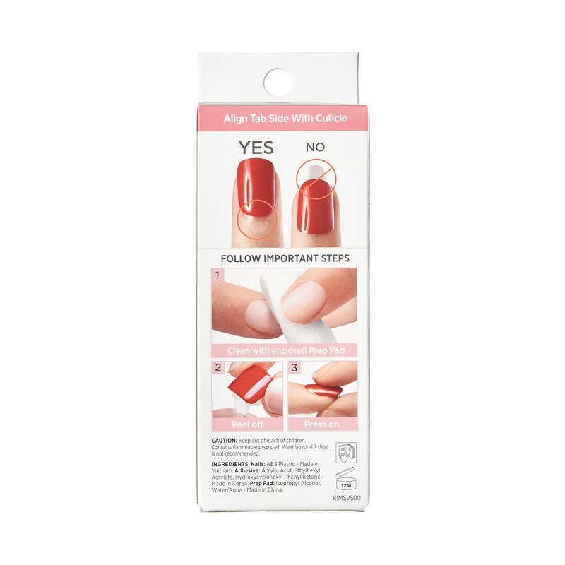 KISS imPRESS Press-On Manicure Fake Nails – Adore You, Short, Square, Red, Easy Press On, Chip Proof, Smudge Proof, Waterproof, No Dry Time, Comfortable & Secure, Super Hold Adhesive | 30 Count