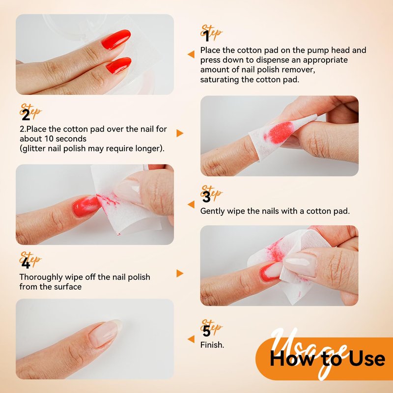 JODSONE Non-Acetone Nail Polish Remover - Gentle Formula with Vitamin E & Aloe | 6.09 Fl. Oz, Orange Scent