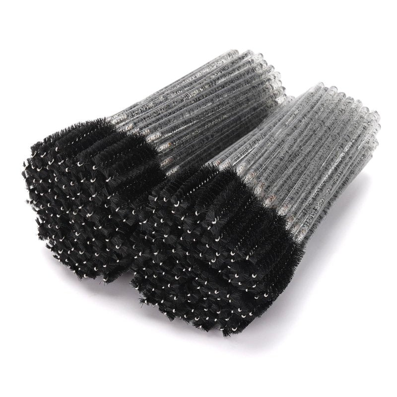 200 Pcs Disposable Eyelash Brushes Crystal Mascara Wands for Eye Lashes Extension Eyebrow and Makeup, Black