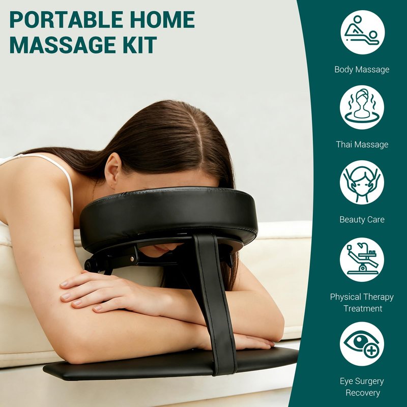 AquaLume Massage Headrest for Bed, Adjustable Bed Massage Head Holder with Memory Foam Face Cradle, Home Mattress Top Massage Kit for Eye Surgery Recovery & Comfortable Relaxation(with Arm Rest)