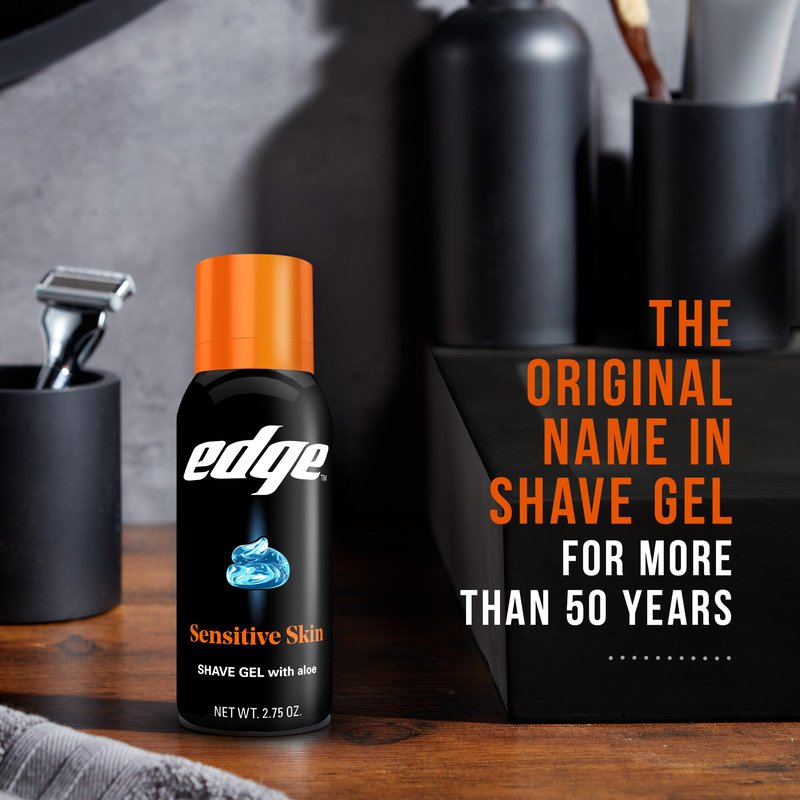 Edge Shaving Gel for Men, Sensitive Skin with Aloe, (12 Pack) - Shave Gel For Men That Moisturizes, Protects and Soothes To Help Reduce Skin Irritation