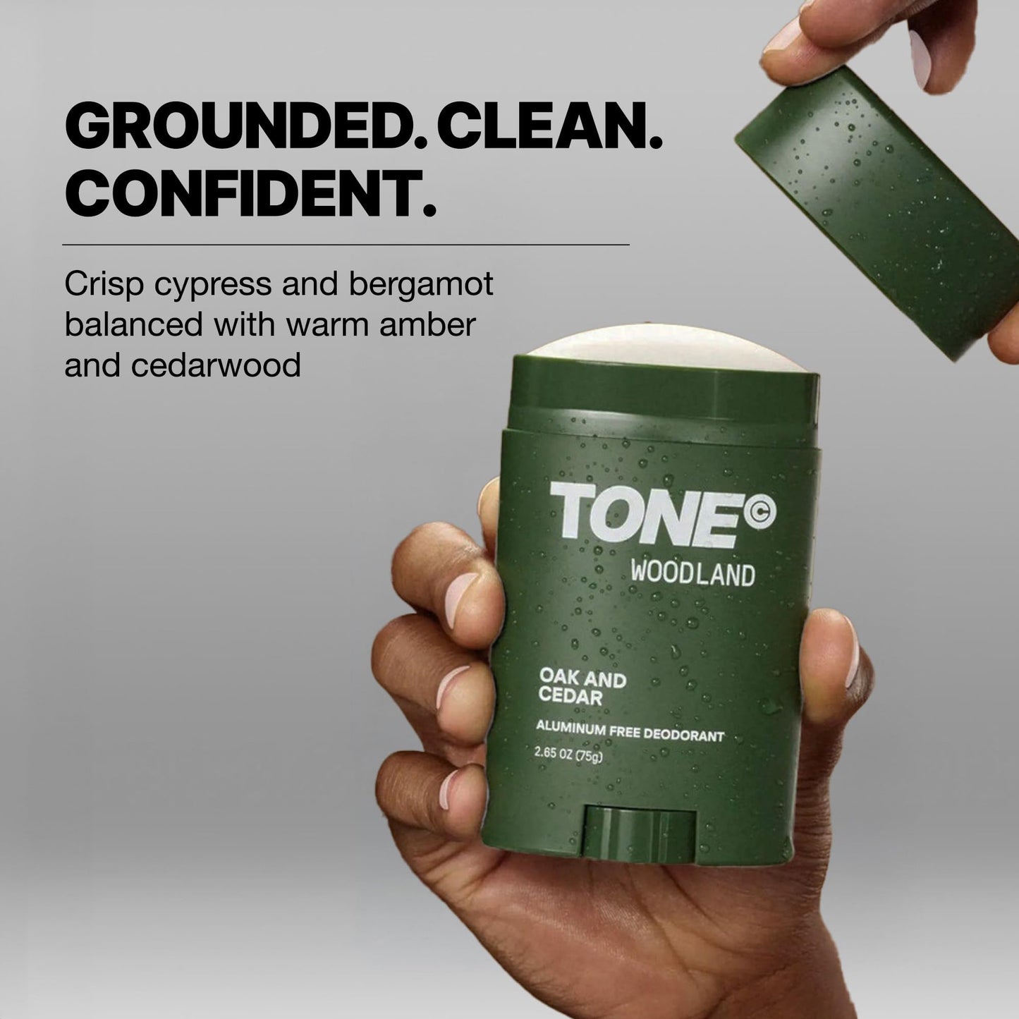 TONE Aluminum Free Deodorant for Men & Women, Woodland, Paraben Free Formula with up to 48-Hour Odor Protection, Dermatologist-Tested, 2.65 oz