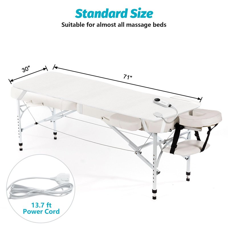 Massage Table Warmer Heating Pad Professional SPA Massage Bed Warmer with 9 Hour Timer, 9 Heat Settings, Overheat Protection for Massage Bed & Spa, 30" x 71", with Portable Storage Bag