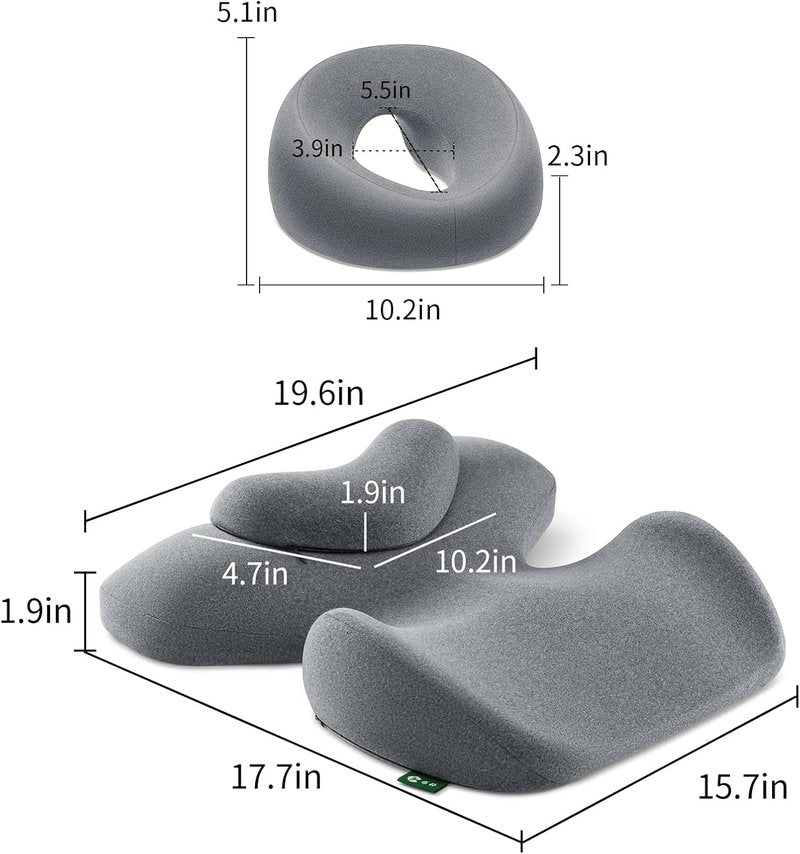 Prone Massage Pillow - Chest & Face Support for Sleep | Removable Washable Cover, Non-Slip Bottom (Grey)