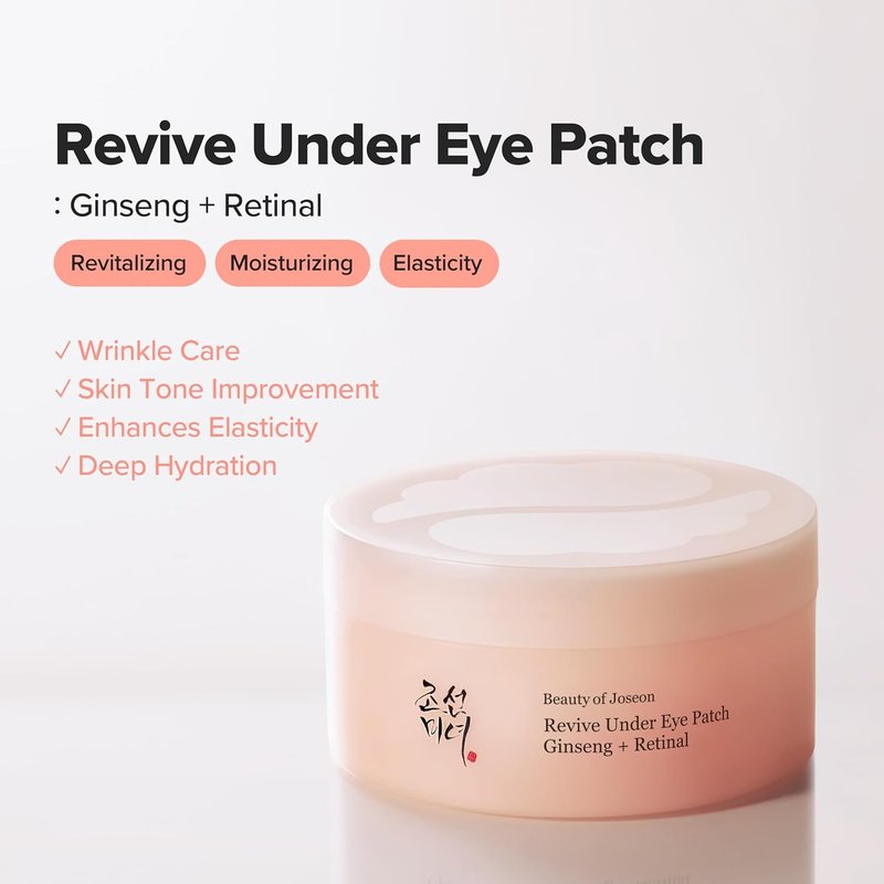 Revive Under Eye Patch - Retinal Ginseng & Collagen Peptides | 60 Sheets (30 Pairs) for Puffy Eyes