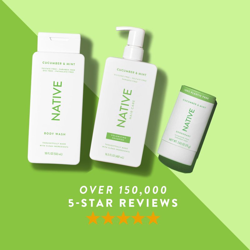 Native Plastic Free Deodorant Contains Naturally Derived Ingredients, 72 Hour Odor Control | Deodorant for Women and Men, Aluminum Free with Baking Soda, Coconut Oil and Shea Butter | Cucumber & Mint