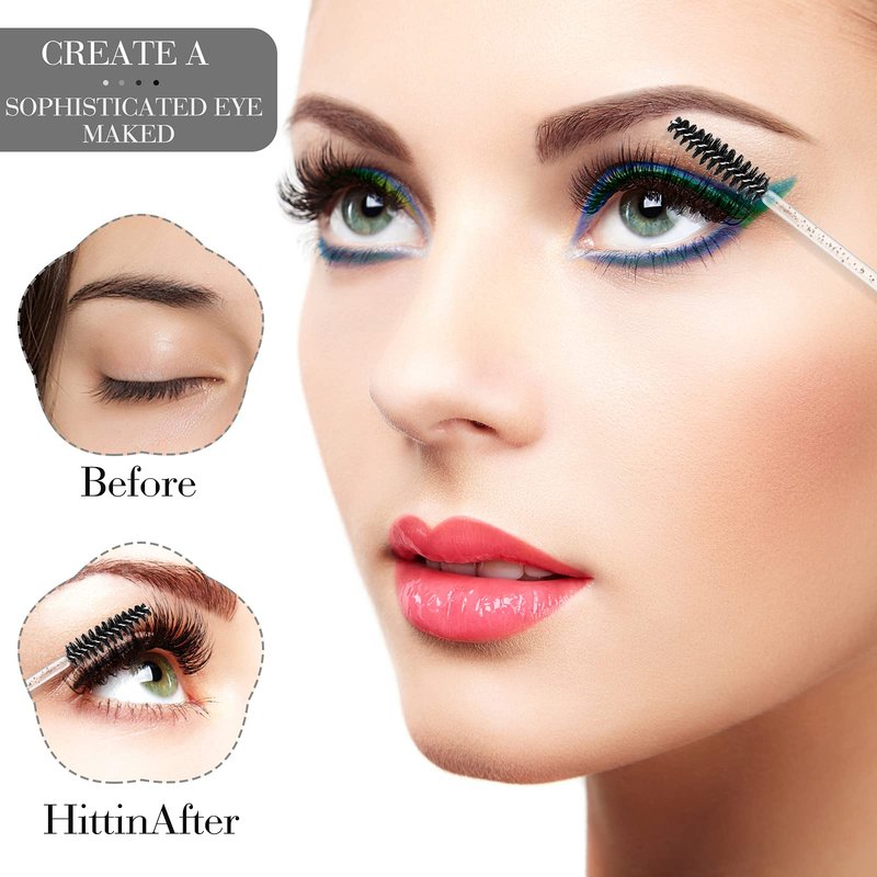 300 Pcs Disposable Crystal Mascara Wand Eyelash Brush Applicator Eyebrow Brush for EyeLash Extension Supplies (Black)