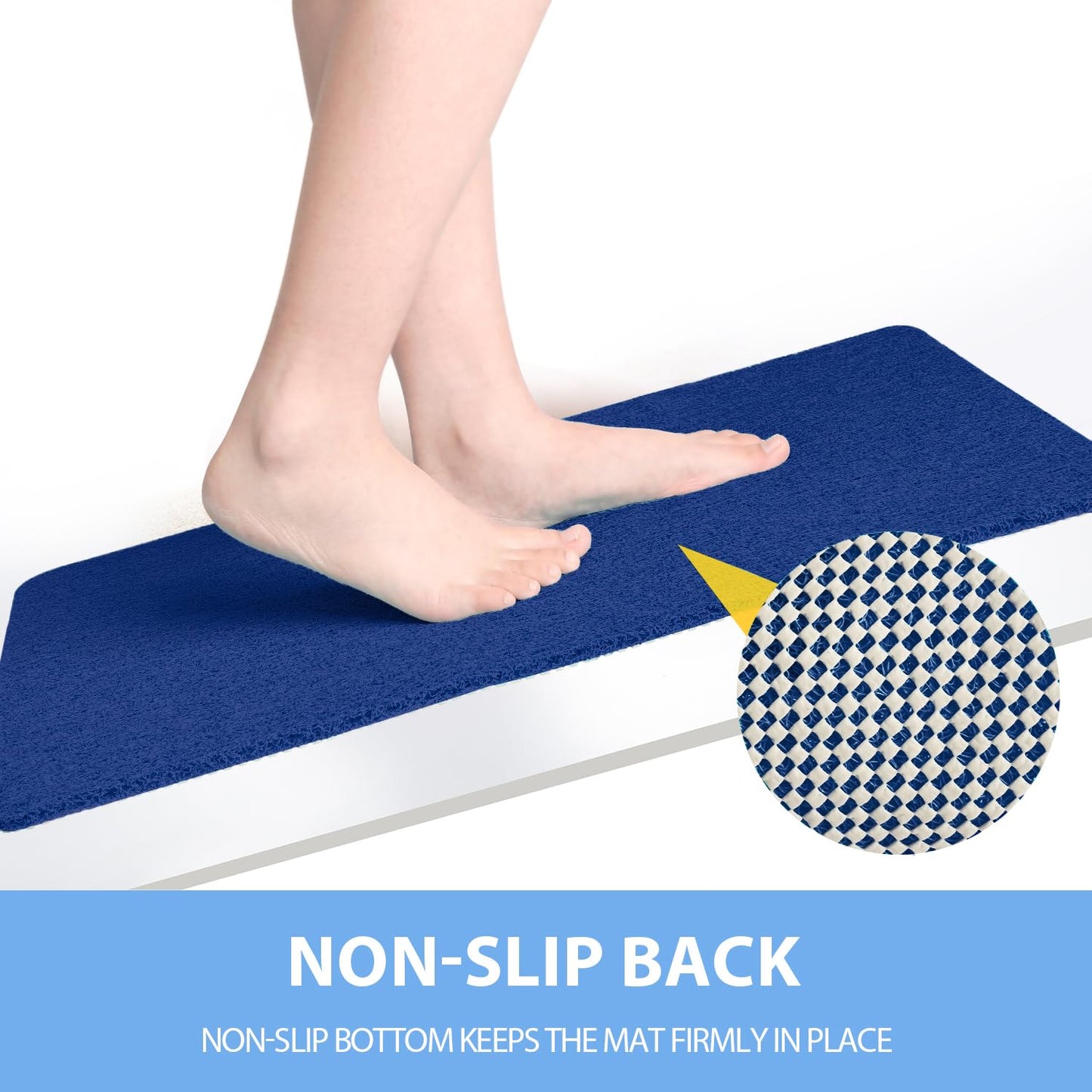 Hargiis Non-Slip Bathtub Mat, Anti Slip Shower Mat, Fast Drying Bathtub Mats, Foot Scrubber Mat, Anti Slip Mat for Tub, Floor, Bathroom, Kitchen, Home, Hotel (Navy Blue 24"×16")