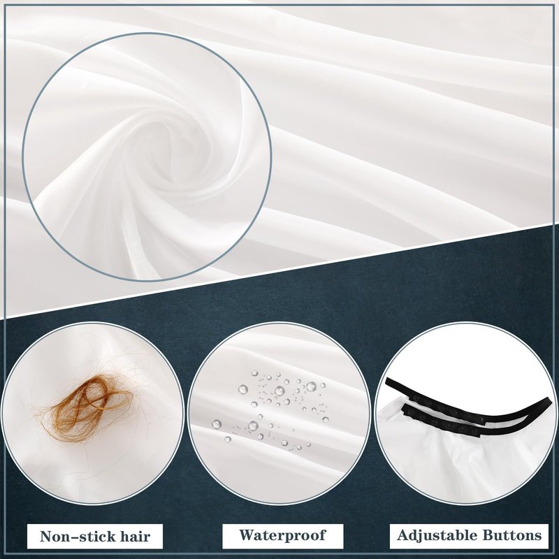 FEBSNOW Professional Hair Cutting Cape, 2 Pcs Hairdressing Barber Salon Cape with Closure Snap for Styling Coloring Hair Hair Cutting Cape Accessories, White