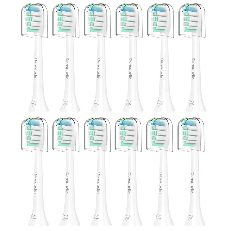 Densuuclin Toothbrush Replacement Heads for Philips Sonicare and More Click-on Handles 12 Pack White