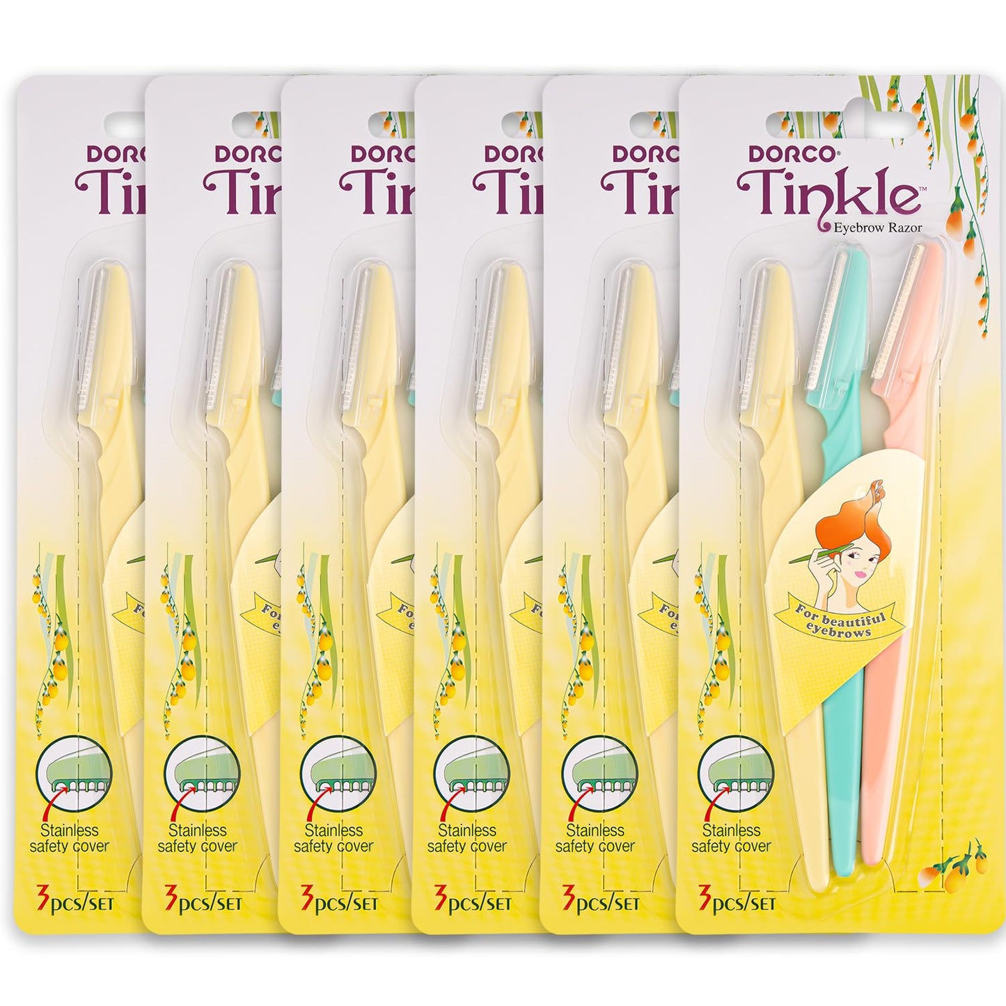 Tinkle Dermaplaning Tool - 18ct Dermaplane Razors for Women | Safe Peach Fuzz Remover & Eyebrow Trimmer