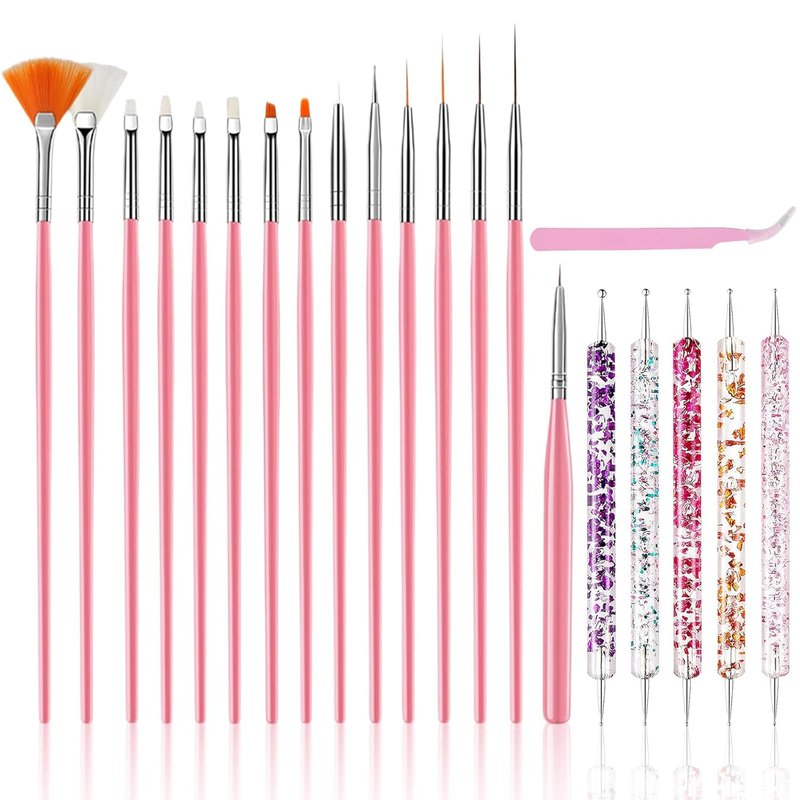 Nail Art Tools Set - 15 Professional Brushes & 5 Dotting Tools | Perfect Kit for Beginners & Nail Technicians