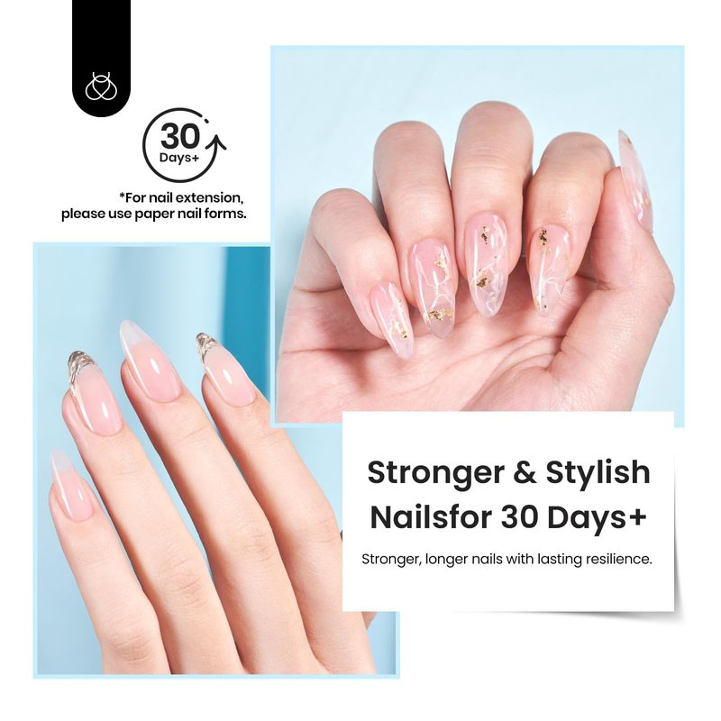 Beetles Builder Gel,8 in 1 Clear Builder for Nail Apex Strengthener Thickening for Weak Nails LED Lamp Cured Rhinestone Glue Gel Polish in a Bottle DIY Salon at Home for Beginner
