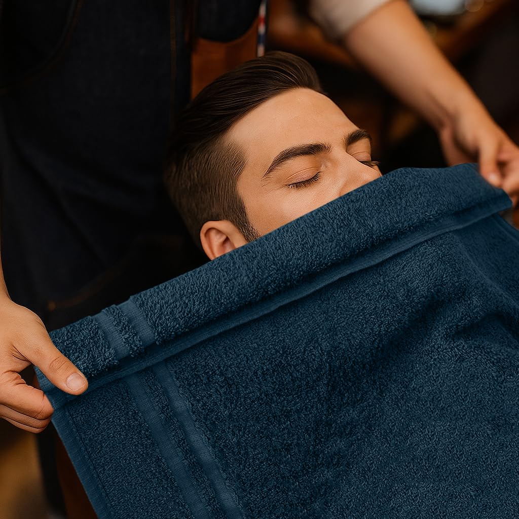 RIVERSIDE Pack of 24 Salon Towels Set – 16 x 26 Inches, 100% Ring Spun Cotton Highly Absorbent and Quick Dry Towels for Salon, Hand, Barber, Gym, Home & Hair Care, Navy Blue