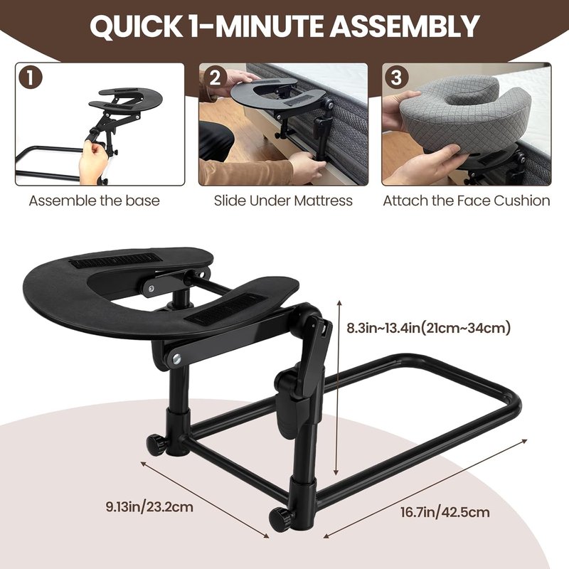 Skiennix Face Down Pillow - Heavy-Duty Steel Massage Headrest for Vitrectomy Recovery | Adjustable & Foldable Cradle