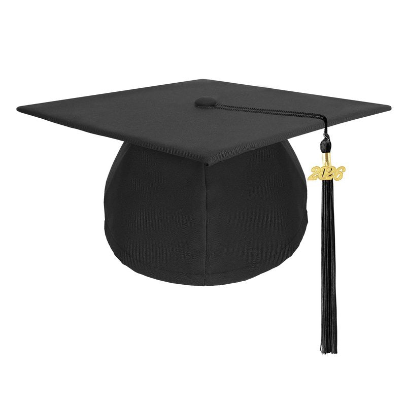 Luktastic Graduation Cap - Black Cap with 2024 Tassel and Gold Charm - Matte Finish - For High School, Bachelor, Master Graduates - Unisex - One Size Fits All - Includes Decorations Kit