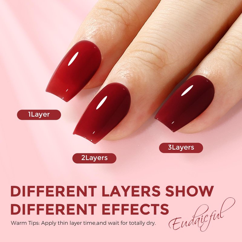 Eudaicful Cherry Red Nail Polish: Quick Dry Nail Polish Fingernail Polish for Women Non Gel Air Drying, Nail Lacquer for Nail Art Manicure Home DIY, 15ML