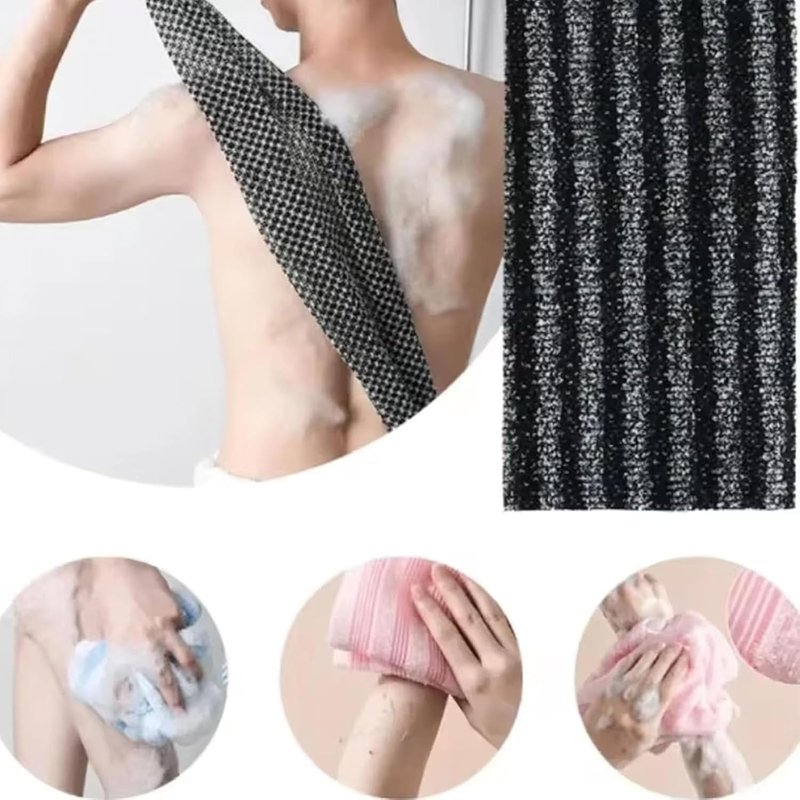 Mokvtz Exfoliating Shower Towel, Exfoliating Skin Bath Towel, Premium Scrub Wash Cloth for Body Face, Exfoliating Washcloth for Men and Woman (Jet Black)