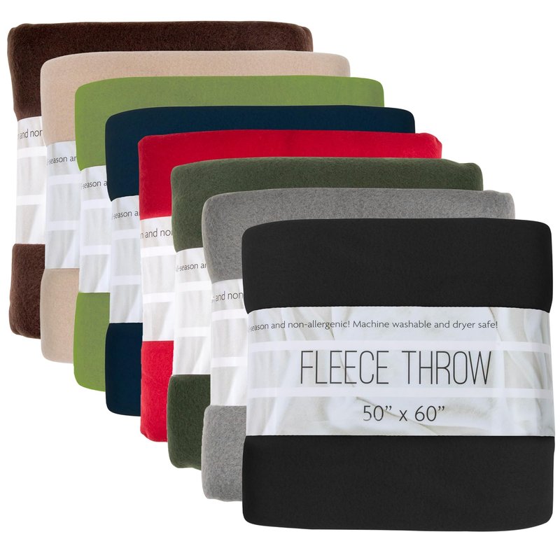 (24 Pack) Bulk Fleece Fall Throw Blankets 50x60 for Wedding Favors, Homeless Women, Men, Homes, Bed, Sofa, Couch, Office, Pet Blankets, Travel | Soft Warm Lightweight Throw Blankets in Bulk (8 Color)