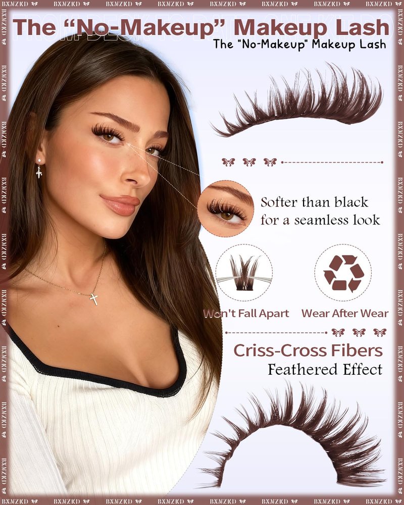 Brown Lash Clusters Wispy Individual Lashes Natural Volume Lash Extension 10-18mm C Curly Eyelash Clusters Dark Brown Cluster Eyelash Extensions Fluff Individual Eyelashes by BXMZKD