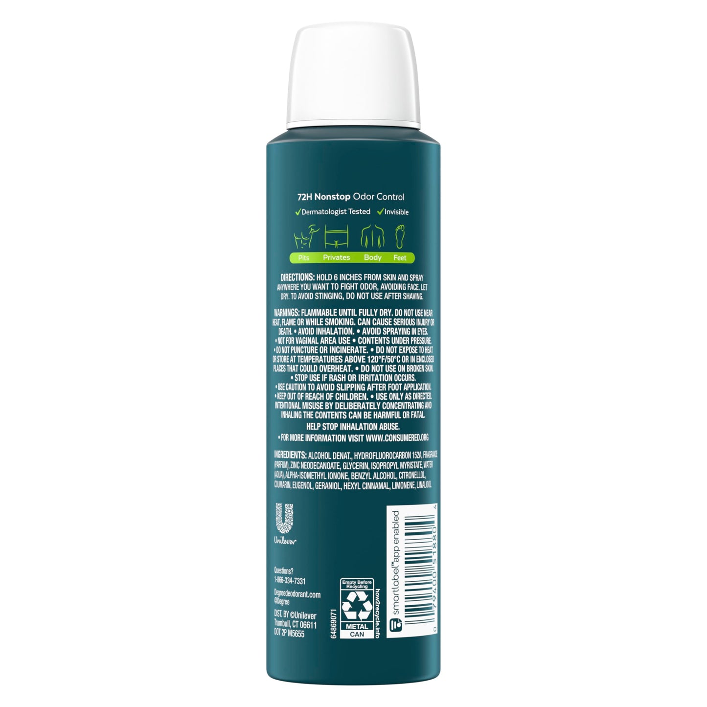 Degree Men Whole Body Deodorant Spray for Men, Active Fresh Scent, Aluminum Free 72H Odor Protection 4 oz