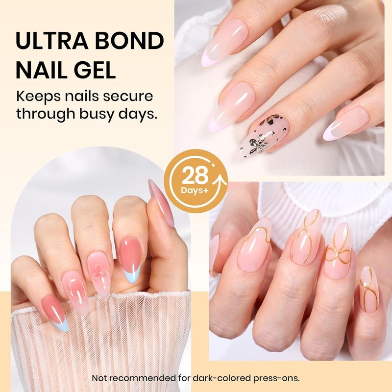 Beetles Solid Nail Glue Gel for False Tips, 15g Strong Adhesion for Clear Press on Acrylic Tips, Hard Gel 3D Sculpting for Summer Nail Art UV Light Cured
