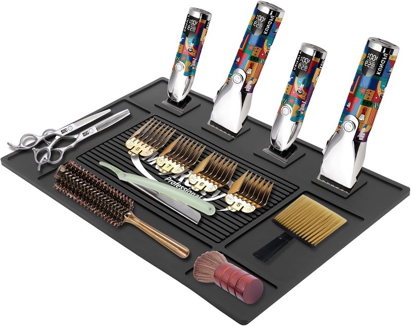 MoyRetty Magnetic Barber Organizer Mat - Professional Anti-Slip Heat-Resistant Silicone Pad | 17.7'' x 11.8''