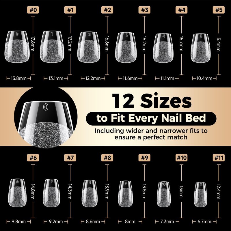 Extra Short Nail Tips: 504pcs Pre-shaped Half-matte Coffin Short Nails, 12 Sizes XS Clear Full Cover Fake Nails Soft Gelly Ballerina Press on Gel Nail Tips for Extension