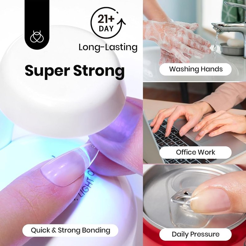 Beetles HEMA-Free Nail Glue Gel - Super Strong 10ml TPO-Free Brush-On UV Glue for Acrylic & Press-On Nails