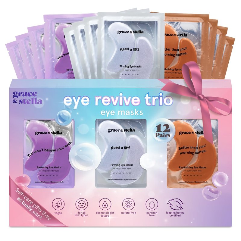Grace & Stella Under Eye Patches - 12 Pairs of Eye Masks for Dark Circles & Puffiness | Vegan, Cruelty-Free Skin Care