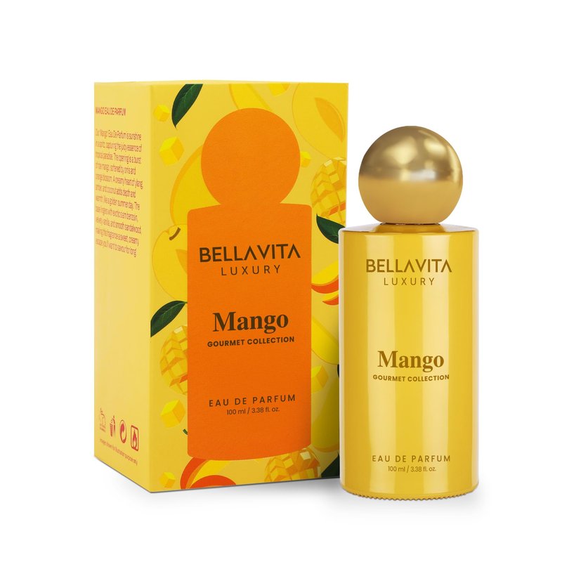Bellavita Luxury Mango Eau de Parfum | 100 ml (3.4 fl.oz.) | Perfume for Men and Women | Gourmet, Mango, Ylang, and Siam Benzoin Notes | Long Lasting Unisex Fragrance