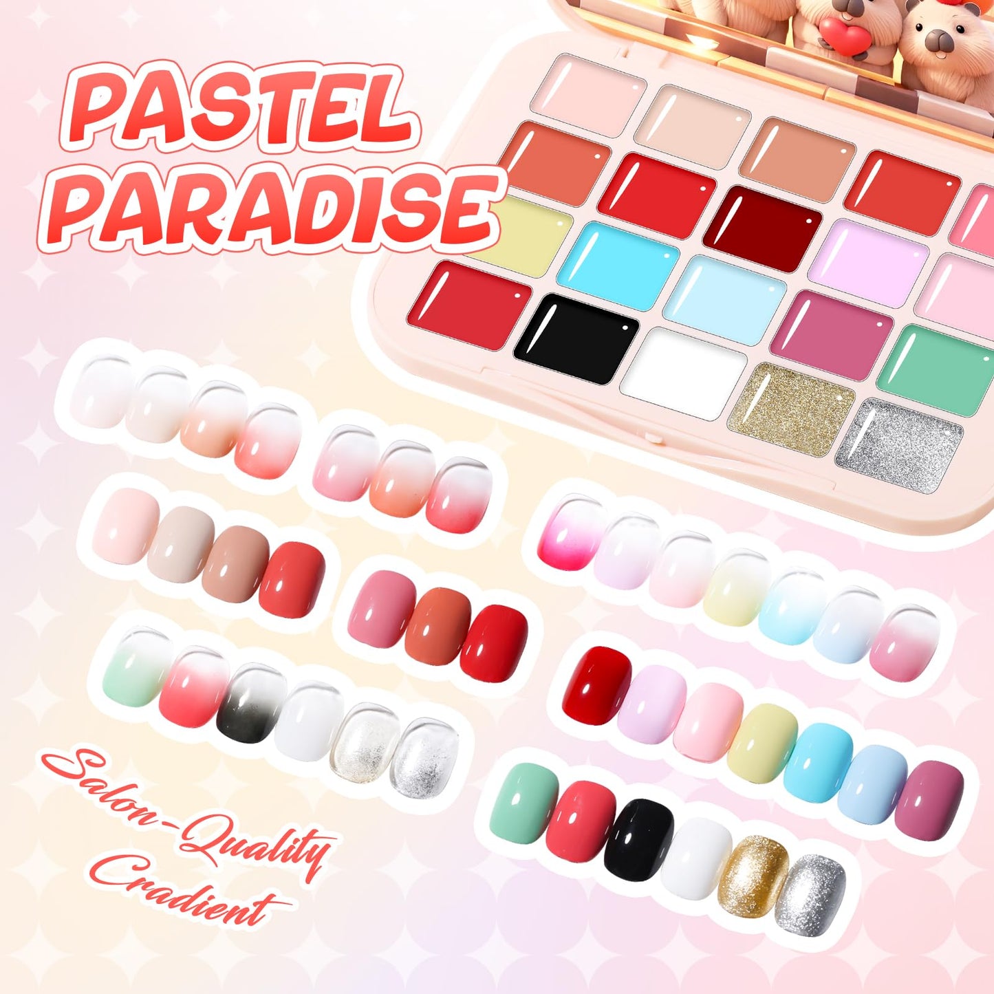Sponge Pat Painting Gel, 20 Colors Ombre Gel Nail Polish for Ombre Nails Aura Nails, French Manicure DIY Nail Art High-glossy DIY Palette Cloud Fluff