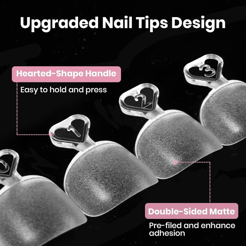 Beetles Toe Nail Tips - Square Full Cover Acrylic Extensions | 180 Pcs in 15 Sizes for Big Toes & Wide Nail Beds