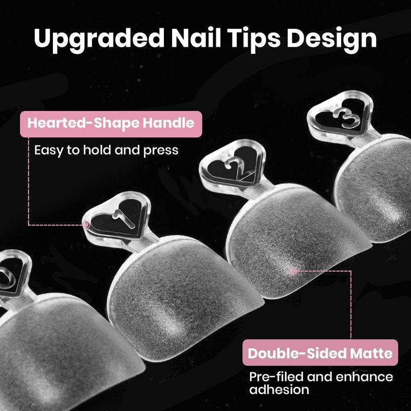 Beetles Soft Gel Toe Nail Tips Square - 16 Sizes 192 Pcs Full Cover Nail Tips Fake Acrylic Toe Nail Pre-etched Double Matte Press on Toenails, Toe Nail Extensions for Women