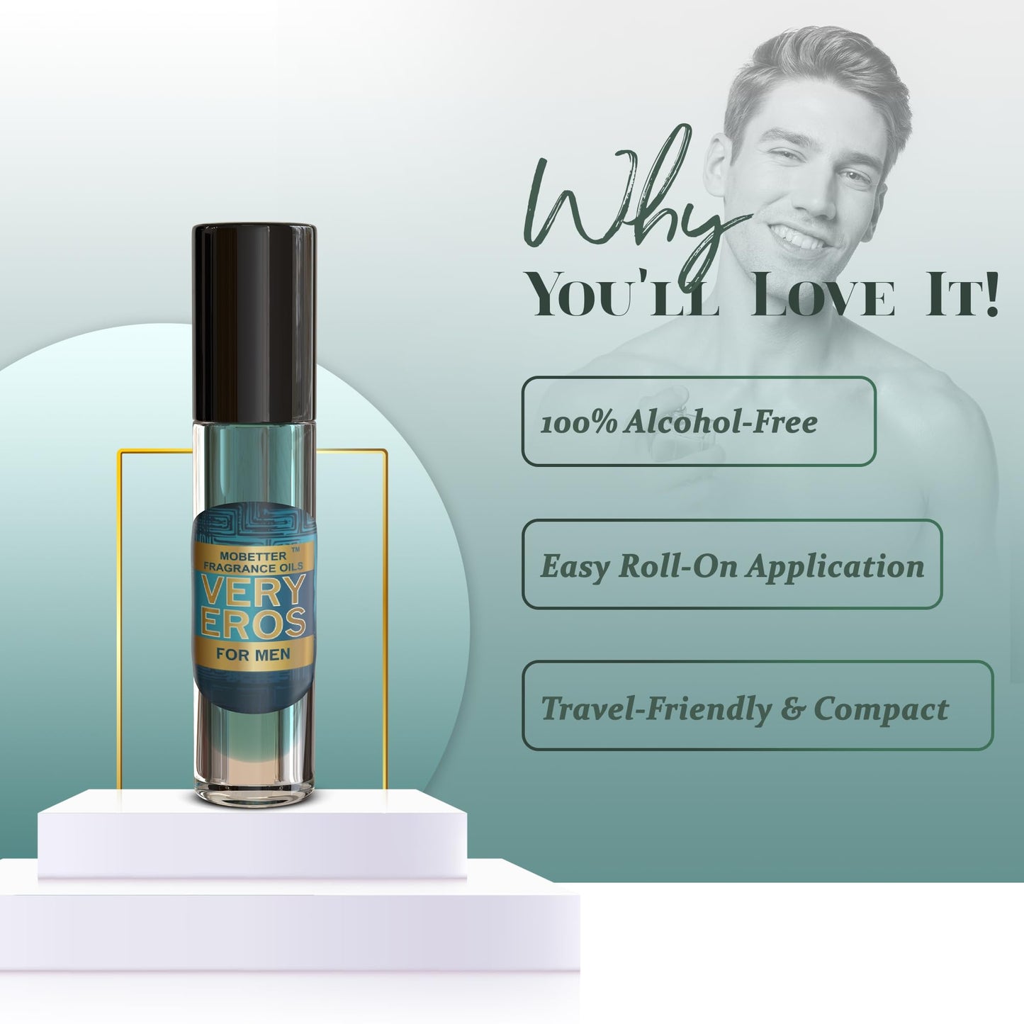 Very Eros Men Cologne Body Oil, Travel Size - Long Lasting Fragrance, Inspired By Eros Men