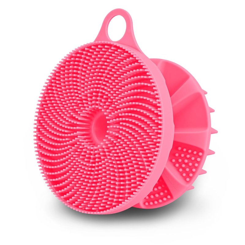 INNERNEED 2-in-1 Silicone Body Scrubber and Scalp Massager Shampoo Brush, Food-Grade Soft Material, More Hygienic, Easily Lather, Convenient for Travel, Gym, Business,etc (Pink)