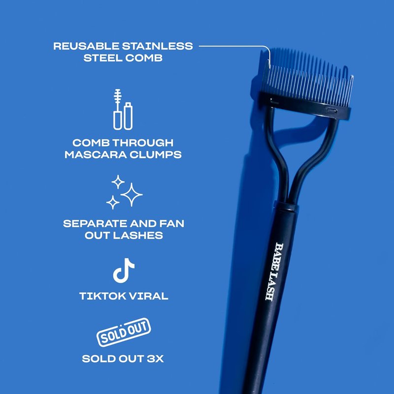 Babe Original Pro Eyelash Separator - Reusable Stainless Steel Lash Comb for Clump-Free Mascara Application