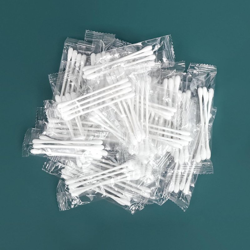 Cotton Swabs - 200 Pack Individually Wrapped Double-Tipped Paper Sticks for Ear & Makeup | Perfect for Travel