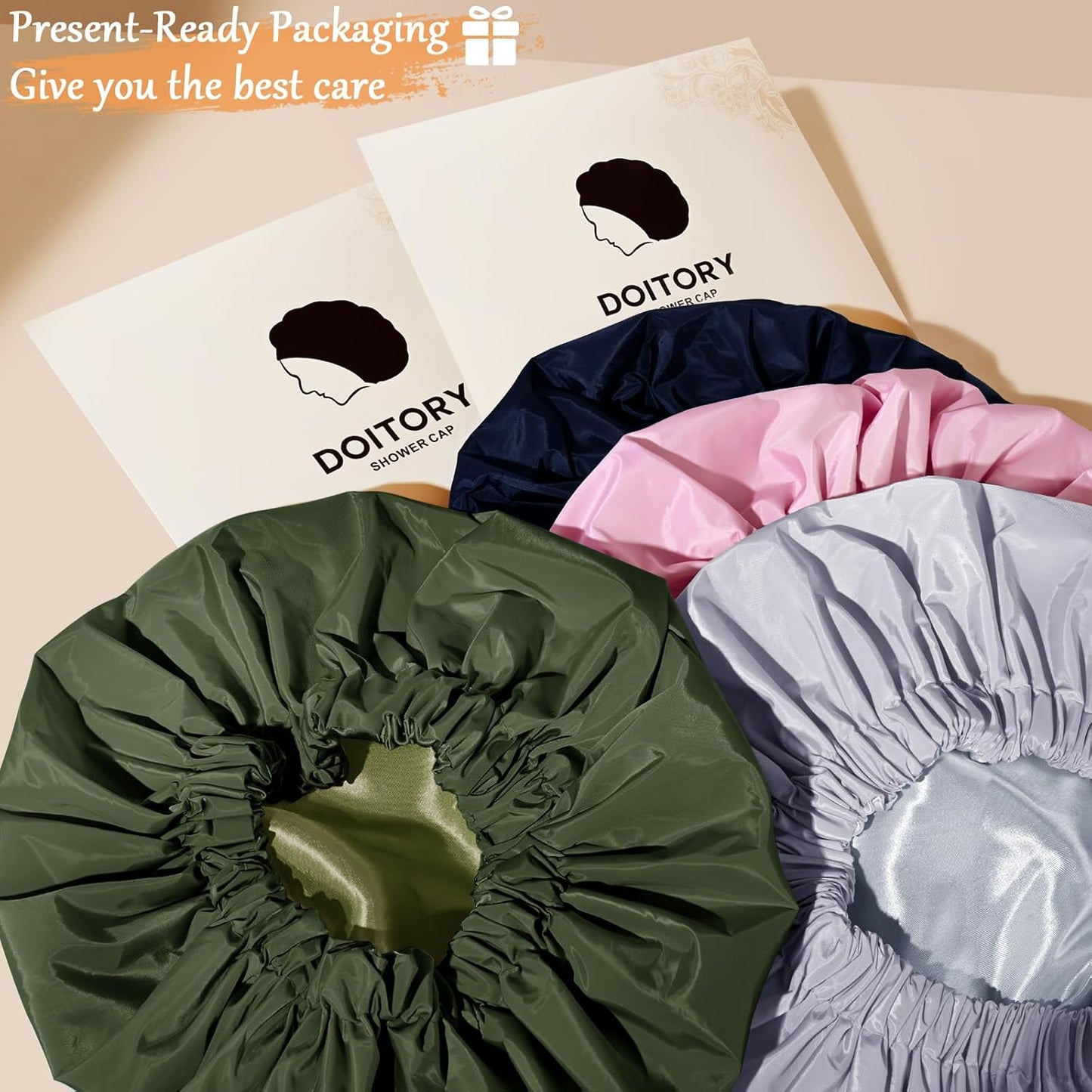 Skiennix Reusable Waterproof Shower Cap - Satin Lined with Soft Elastic Band | Large Grey Bath Cap
