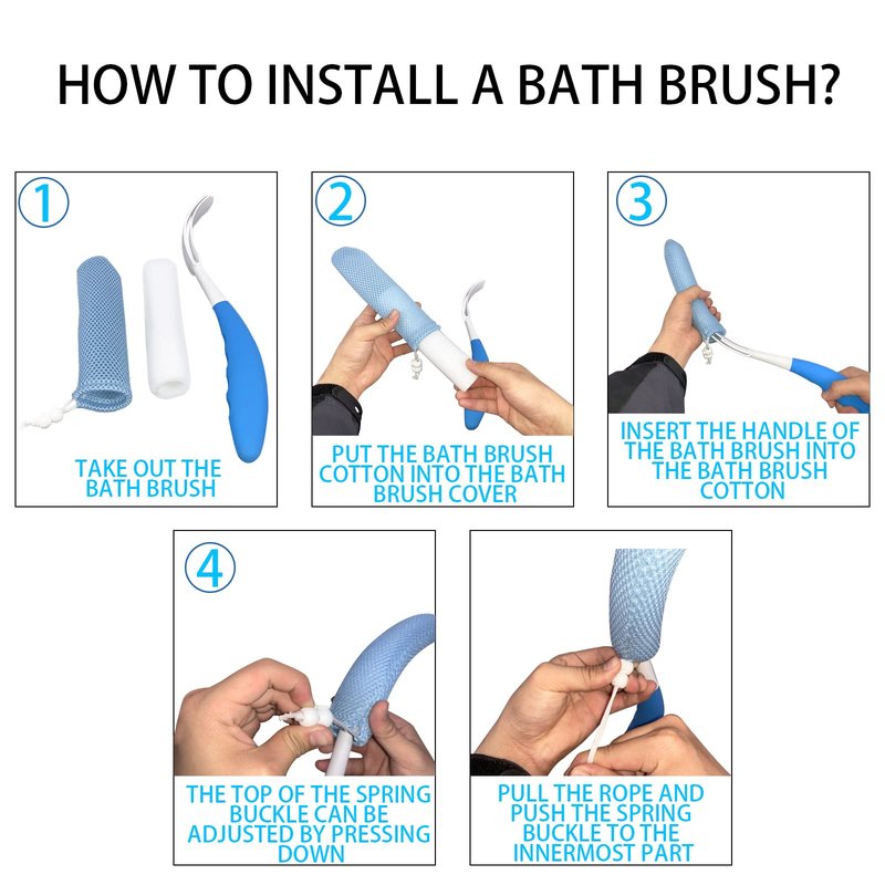 Leetye Mei Long Handle Shower Brush, Non Slip Handle Shower Brush, Long Handle Rear Frosted Shower Brush, Suitable for scrubbing and Bathing in Difficult to Reach Areas of The Body.