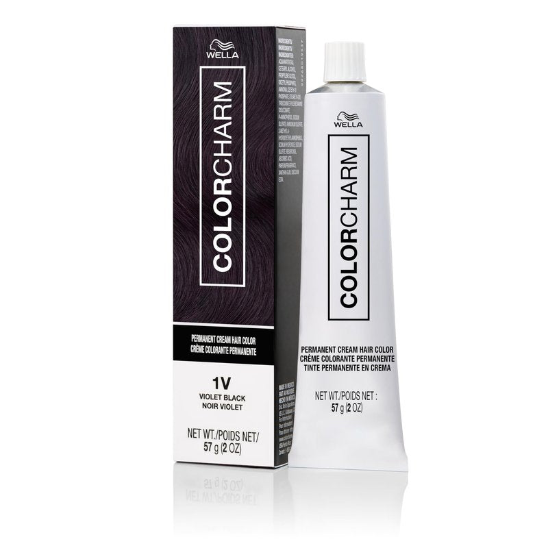 COLORCHARM Permanent Cream Hair Color, 1V Violet Black, 2 oz.
