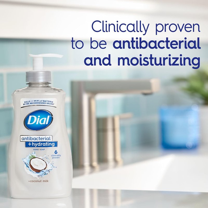 Dial Antibacterial Liquid Hand Soap - Hydrating Coconut Milk Formula | 11oz, Pack of 4