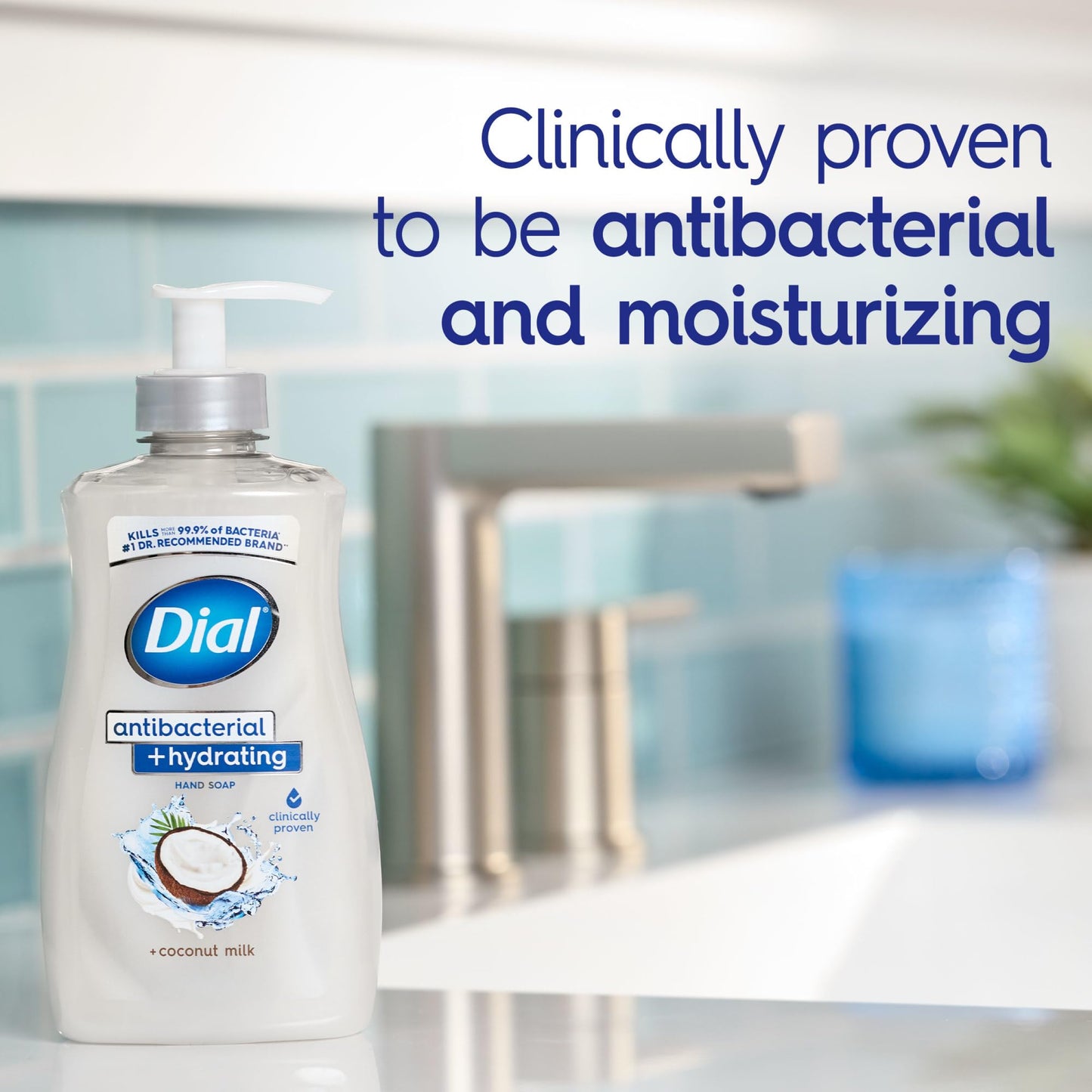 Dial Antibacterial Plus Hydrating Coconut Milk Liquid Hand Soap, 11oz (Pack of 4)