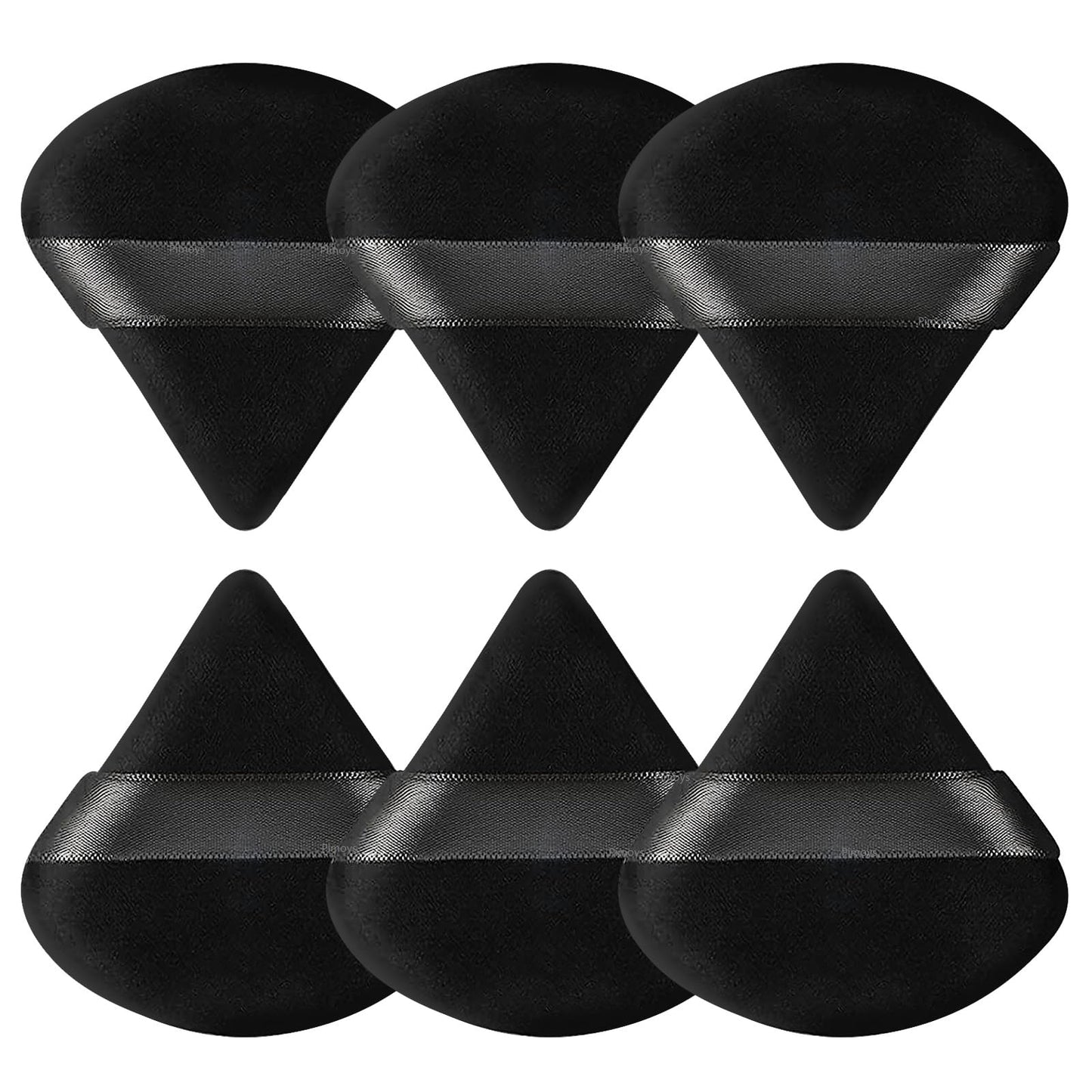 Pimoys 6 Pcs Powder Puff, Face Soft Triangle Makeup Puff Velour Makeup Sponge for Loose Powder (Black)