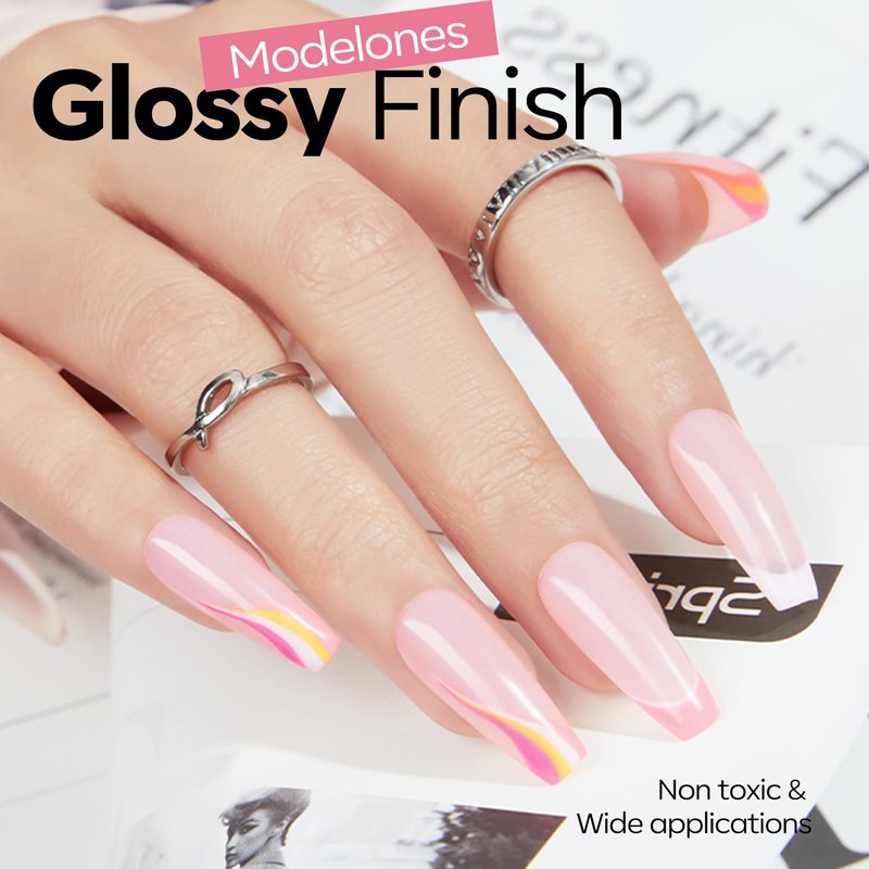 modelones Pink Gel Polish Summer Pastel Light Baby Pink Gel Nail Polish Soak Off Nail Art Manicure Nails Home DIY Salon 15 ML