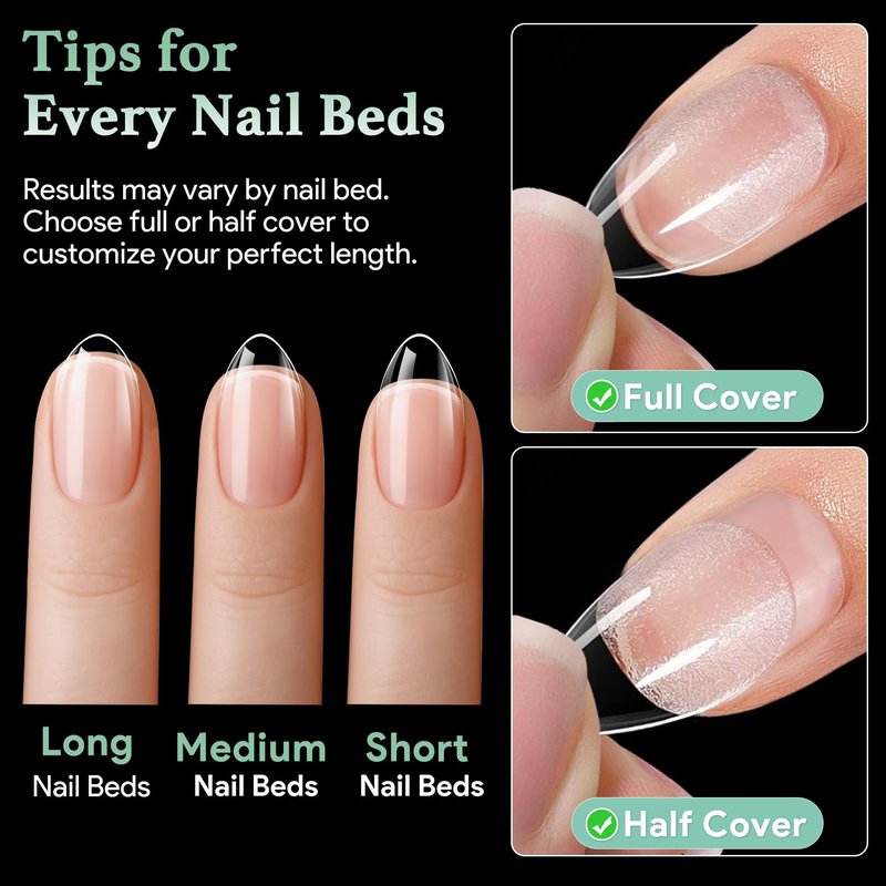 Leykosh Short Almond Nail Tips, 15 Sizes 240 PCS Clear Acrylic Soft Fake Nails Gel Nail Tips, Full Cover Pre-Shaped Matte Long Lasting Press on Nails Extension for DIY Beginners & Salon Manicure