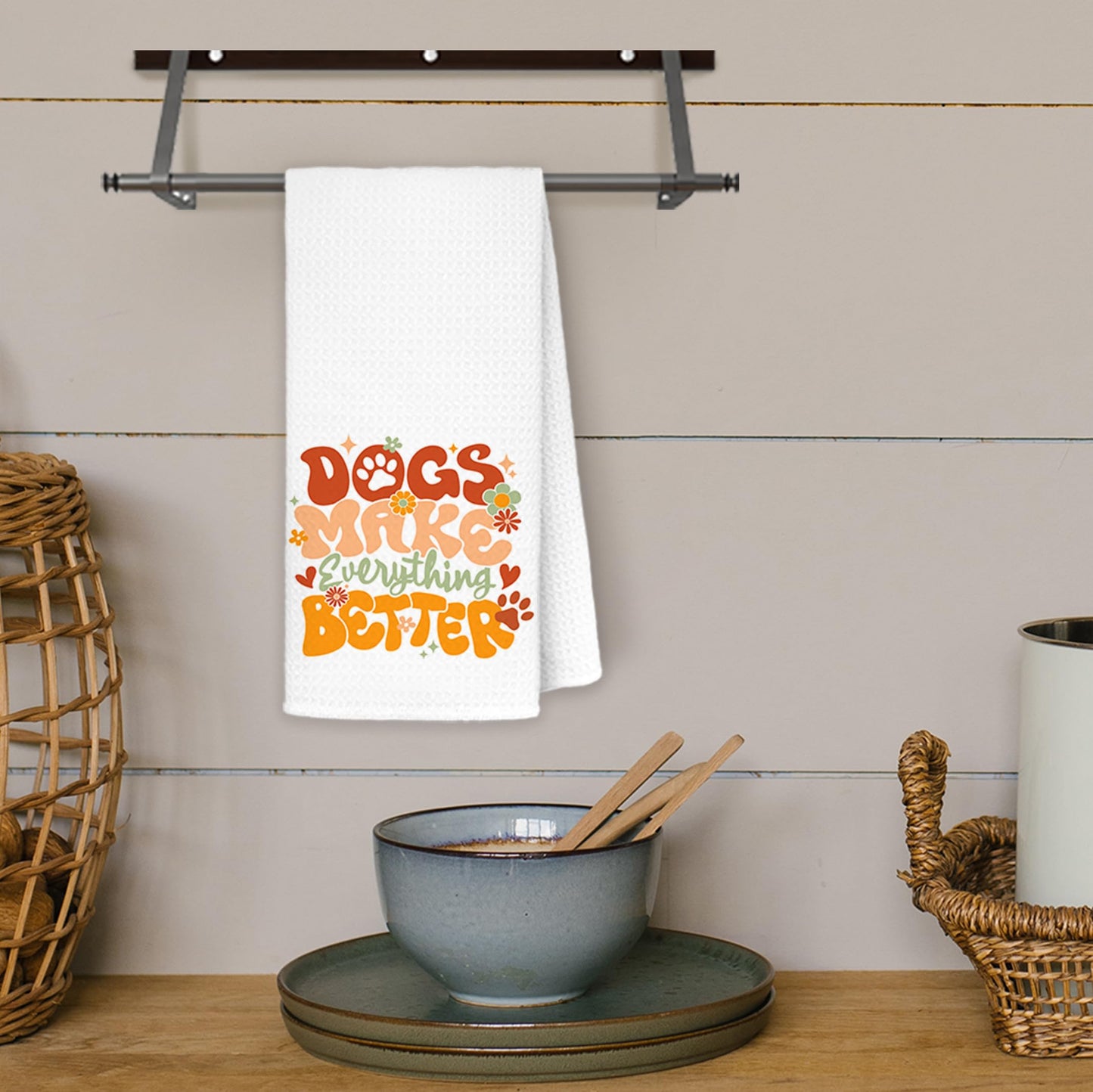 JINYO Dog Kitchen Towels, Dog Gifts for Dog Lovers Women, Dog Mom Owners Gifts, Dog Hand Towels for Bathroom, Dog Dish Towels Tea Towels for Kitchen, Dog Bathroom Kitchen Decor, 16x24 Inch