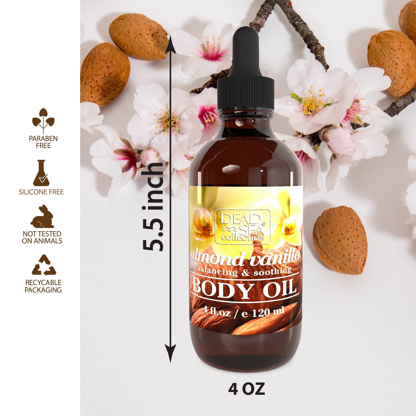 Dead Sea Collection Body Oil with Hemp & Coconut Lime - Dry Skin Moisturizer and Hydrating Massage Oil - Increase Skin Elasticity and Provide Anti-Aging Support for Face and Body (4 fl.oz)