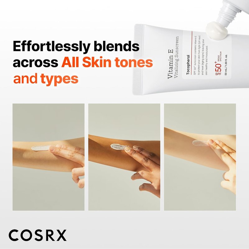 COSRX Vitamin E Sunscreen SPF 50 - Lightweight, Non-Sticky Formula for Oily Skin | Hydrating, Natural Glow, 1.69 fl oz