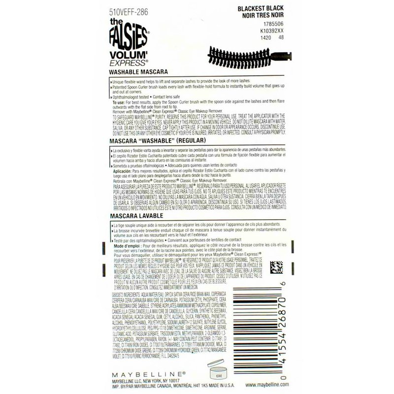 Maybelline New York Volum' Express Falsies Flared Mascara - Blackest Black, 1 Count for Dramatic Volume